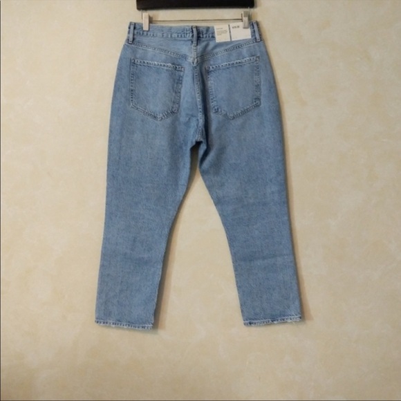 Agolde Riley High Rise Light Wash Crop Jeans Blur - Picture 9 of 11